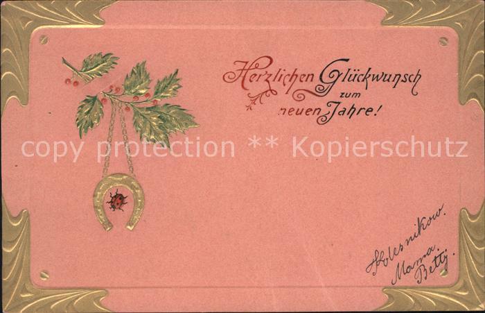 Neujahr Hufeisen Stechpalme Marienkaefer