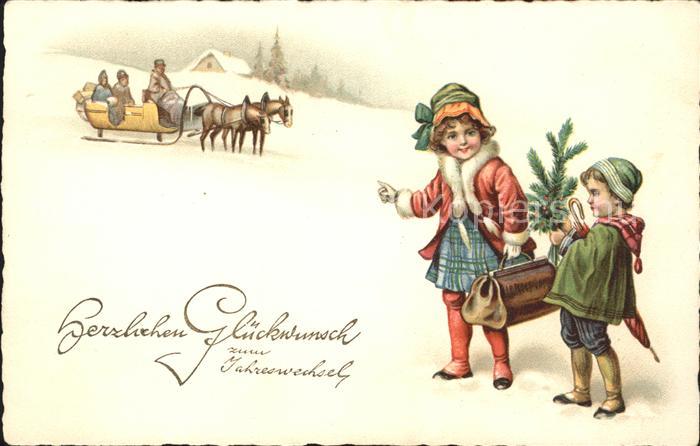 Kinder Child Enfants Reisetasche Pferdeschlitten Neujahr
