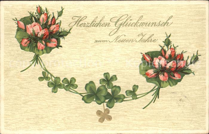 Neujahr Rosen Kleeblätter