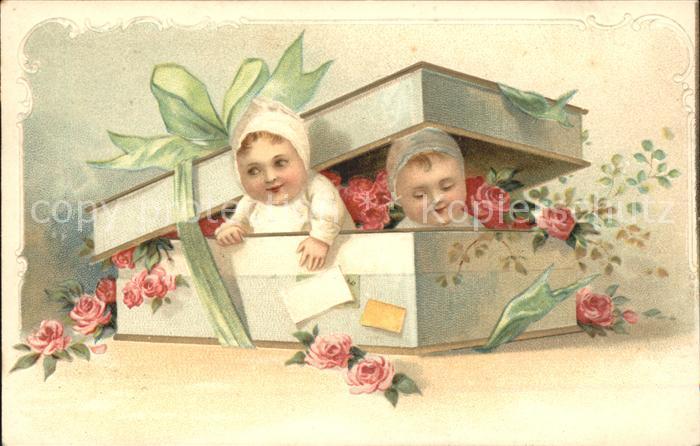 Kinder Child Enfants Rosen Geschenkschachtel Litho