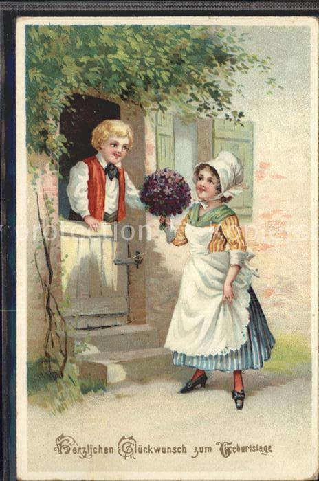 Kinder Child Enfants Glueckwunsch Geburtstag Blumen