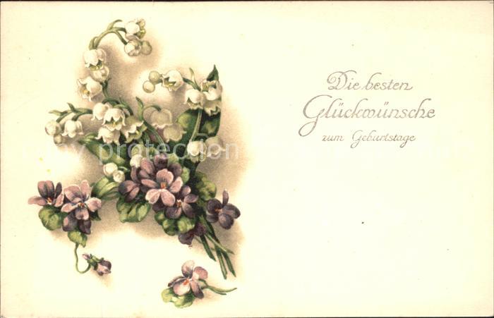Geburtstag Glückwunsch Maiglöckchen Veilchen