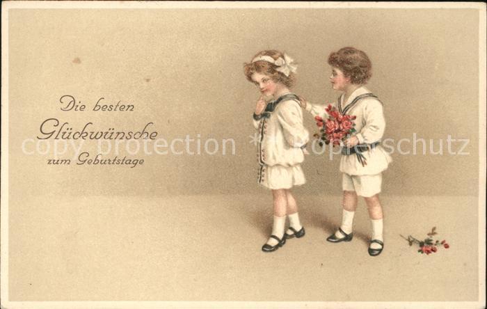 Kinder Child Enfants Glückwunsch Geburtstag Rosen