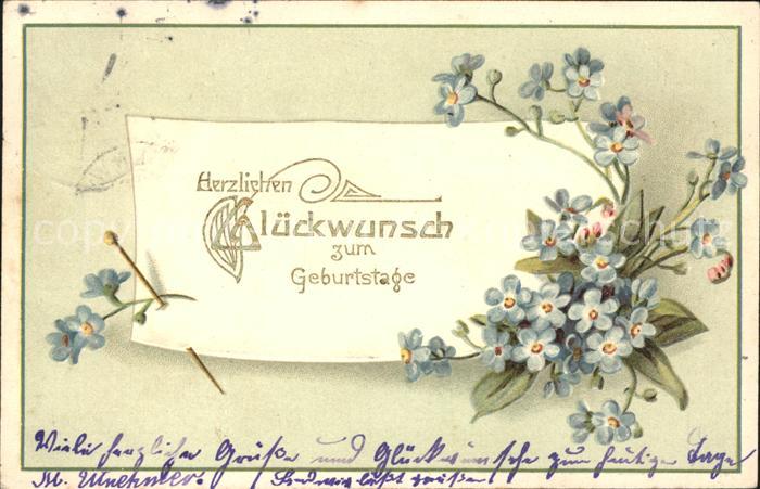 Geburtstag Vergissmeinnicht Stecknadel Litho