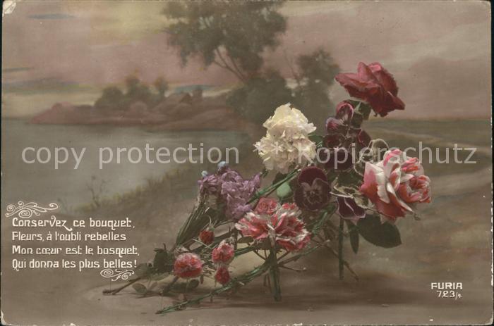 Foto FURIA Nr. 723/4 Rosen Stiefmütterchen Nelken Gedi