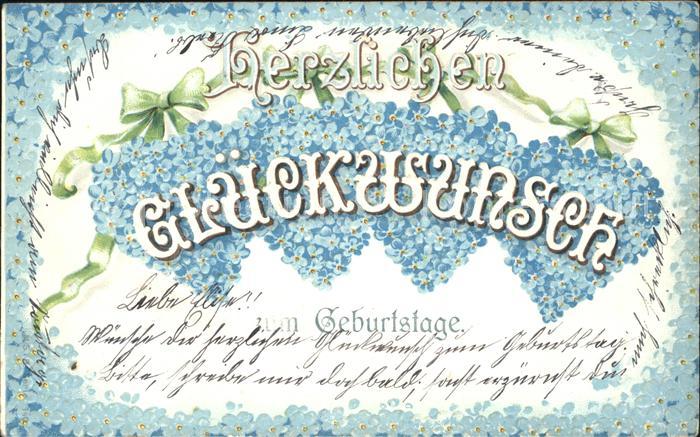 Geburtstag Vergissmeinnicht Herzen Litho