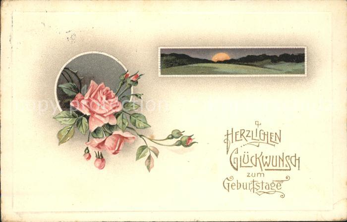 Rosen Glückwunsch Geburtstag Litho