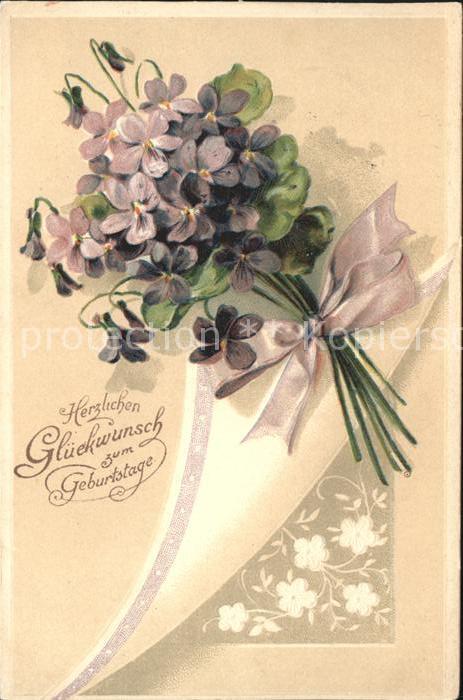 Geburtstag Glückwunsch Veilchen Litho
