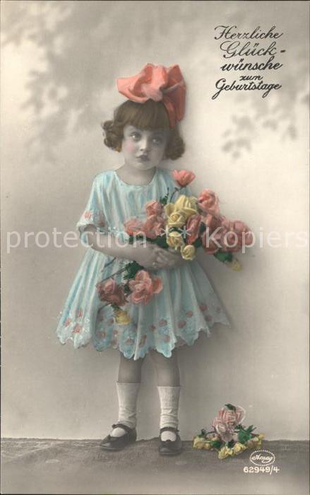 Foto Amag Nr. 62949/4 Kind Mädchen Rosen Glückwunsch