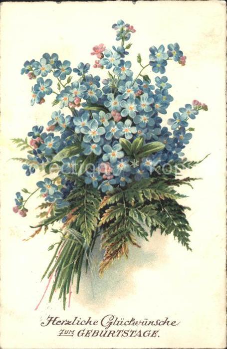 Geburtstag Vergissmeinnicht Litho