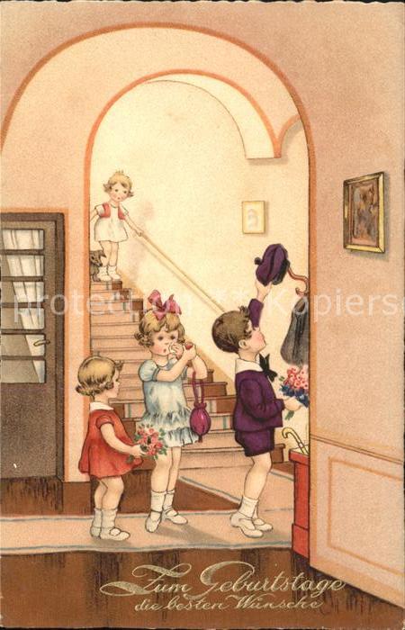 Kinder Child Enfants Blumen Glückwunsch Geburtstag