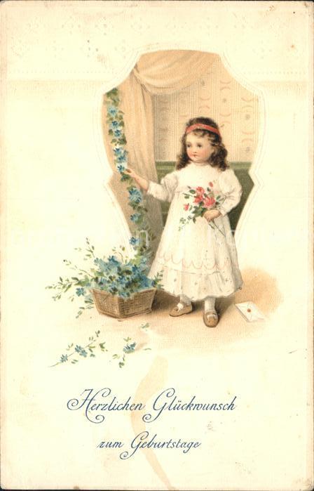 Kinder Child Enfants Mädchen Blumen Glückwunsch Geburtstag L