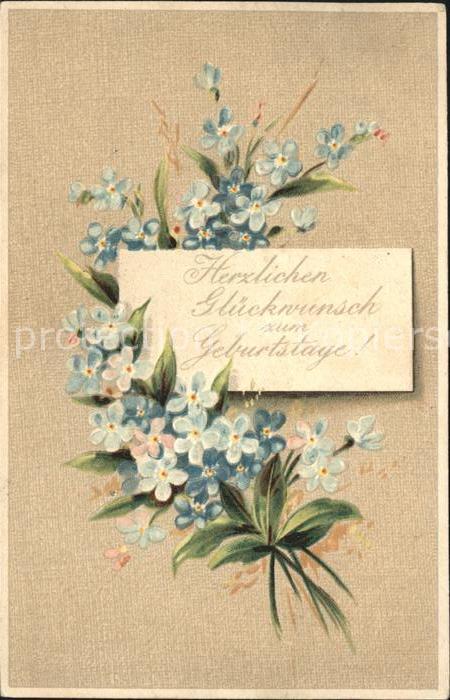 Geburtstag Glueckwunsch Vergissmeinnicht Litho