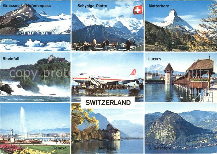 Swissair S. Salvatore Matterhorn Rheinfall Montreux