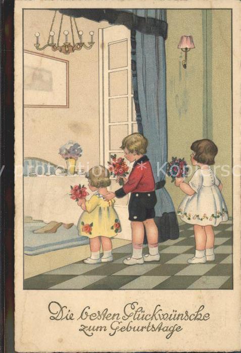 Kinder Child Enfants Blumen Glückwunsch Geburtstag