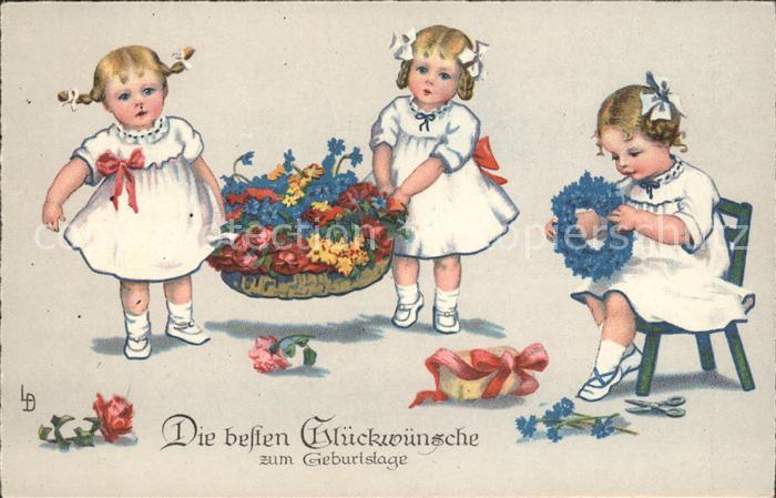Kinder Child Enfants Mädchen Glückwunsch Geburtstag Blumen G