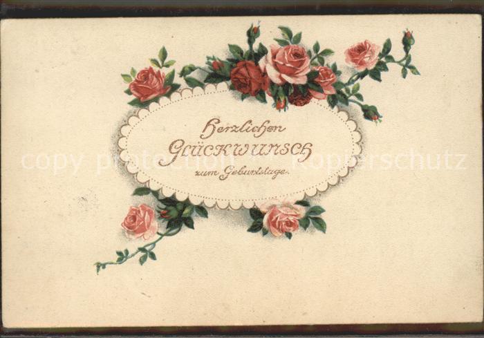 Rosen Glückwunsch Geburtstag Litho