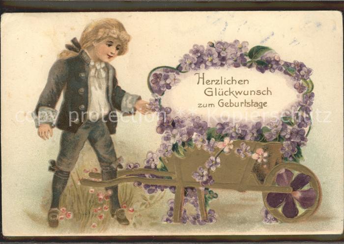 Kinder Child Enfants Barock Geburtstag Schubkarre Veilchen