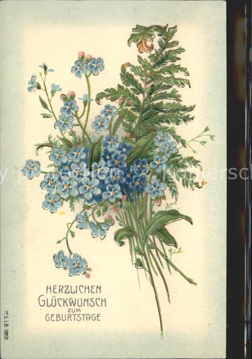 Geburtstag Glueckwunsch Vergissmeinnicht Litho