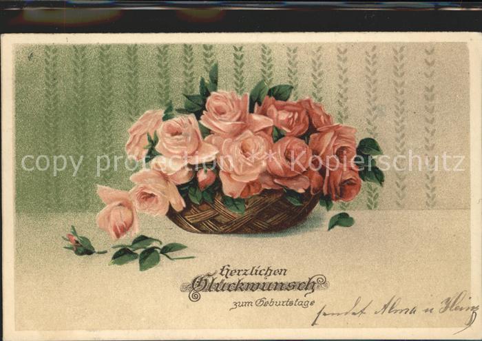 Rosen Glückwunsch Geburtstag Litho