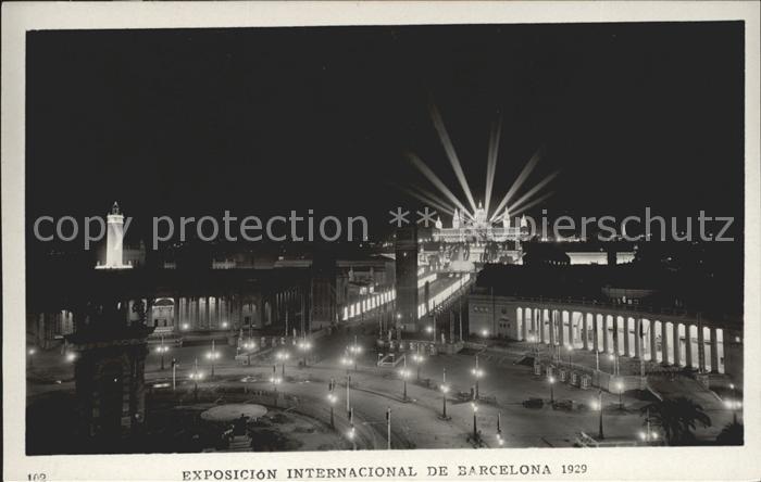 Barcelona Cataluna Exposicion Internacional 1929 Entrada nocturna