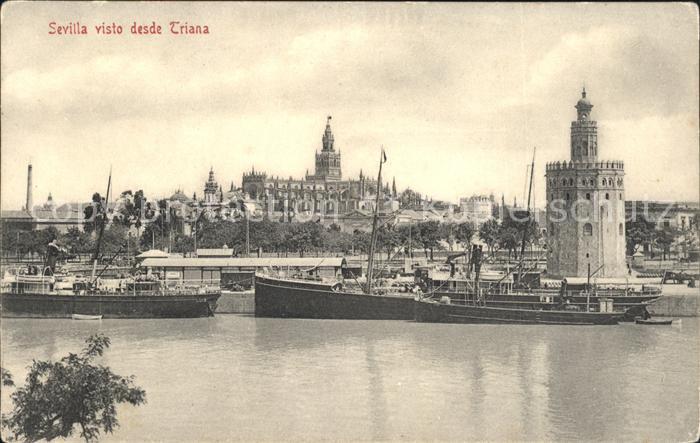 Sevilla Andalucia Vista desde Triana Barco
