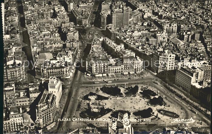 Barcelona Cataluna Plazas Cataluna y Urquinaona vista aere