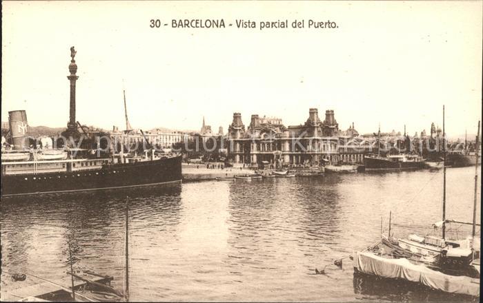 Barcelona Cataluna Vista parcial del Puerto Dampfer