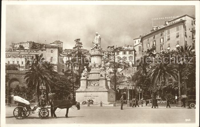 Genua Genova Liguria Denkmal Pferdekutsche Woermann Linie