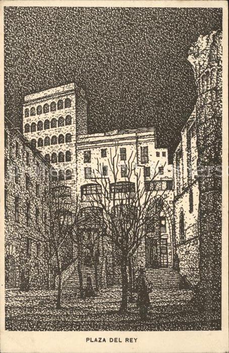 Barcelona Cataluna Plaza del Rey Kuenstlerkarte Felix Buettner Serie