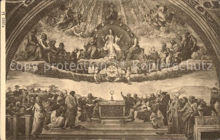 Verlag Ackermann Kuenstlerpostkarte Nr. 2337 Raffaello Santi La disputa del sac