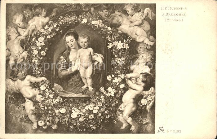 Verlag Ackermann Kuenstlerpostkarte Nr. 2193 Madonna P. P. Rubens J. Brueghel