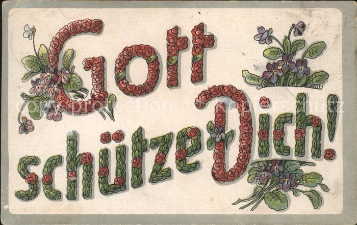 Blumen Veilchen Rosen Gott schütze Dich