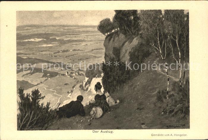 Kuenstlerkarte A. Hengeler Der Ausflug