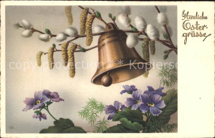Kirchenglocke Churchbell Cloche Eglise Weidenkätzchen Hasel Veilchen Ostern