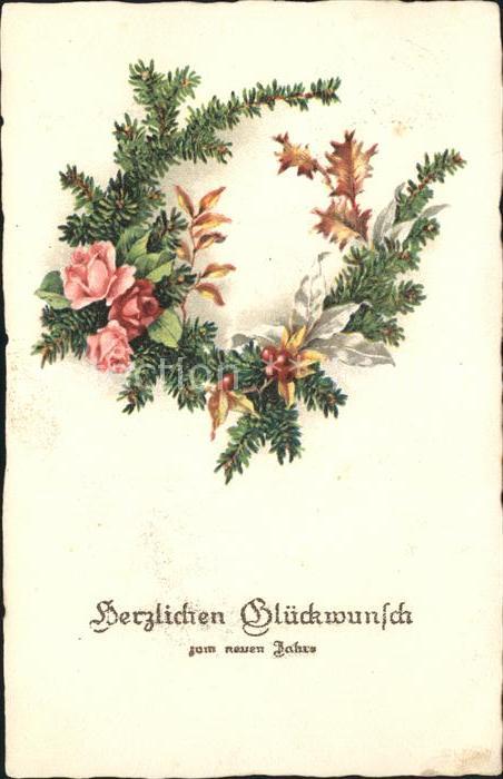 Neujahr Rosen Litho