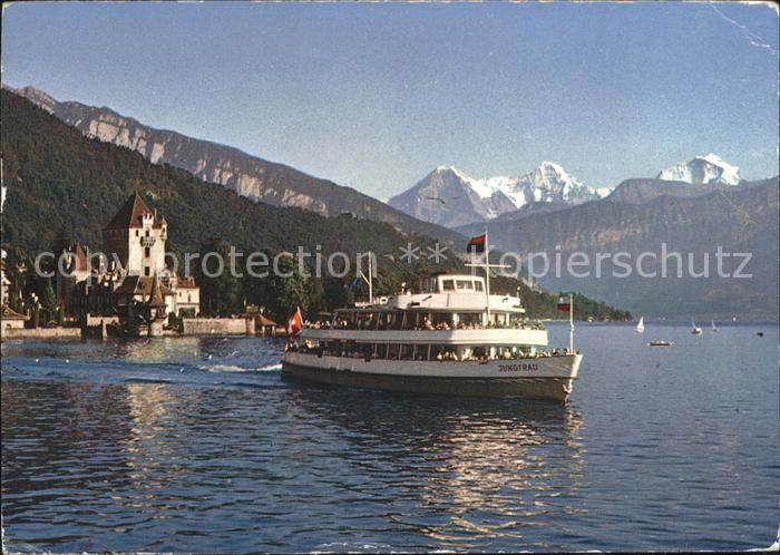 Dampfer Binnenschifffahrt MS Jungfrau Oberhofen am Thunersee Eiger Moench