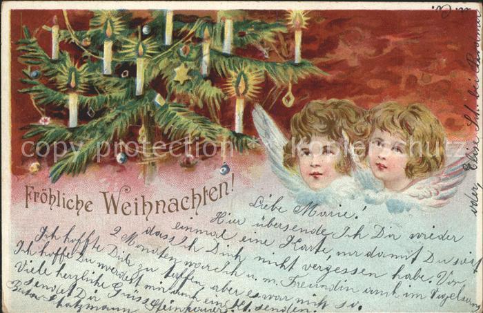 Engel Weihnachten Weihnachtsbaum Litho