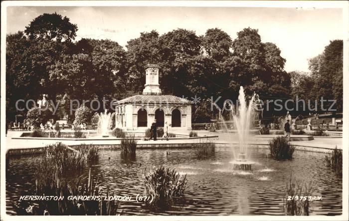 London Kensington Gardens Fountain Valentine's Post Card