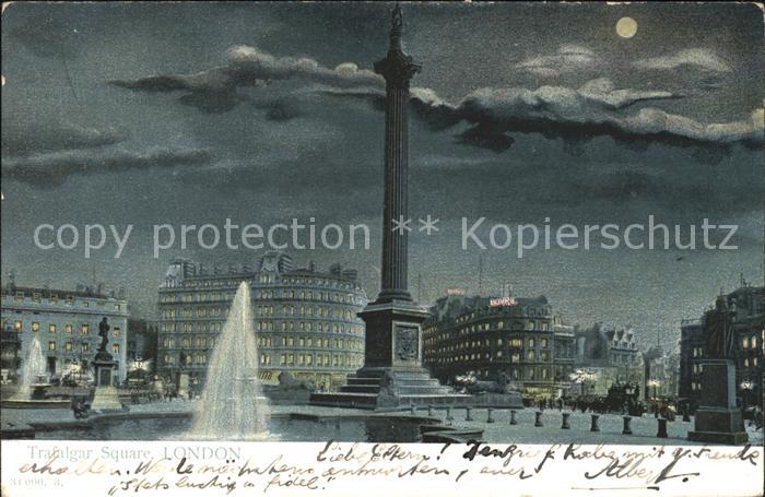 London Trafalgar Square at night Moonlight Monument Fountain