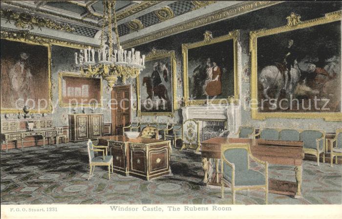 Windsor Castle The Rubens Room Kronleuchter Gemaelde