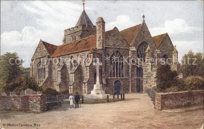 Rye East Sussex St Marys Church Kuenstlerkarte Salmon Series