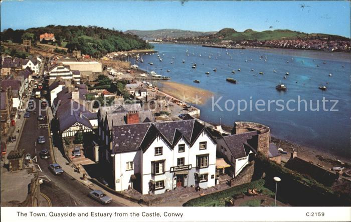 Conwy Town Quayside and Estuary view from the Castle