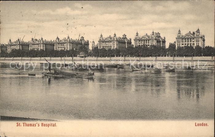 London St Thomas s Hospital Thames Frachtkahn