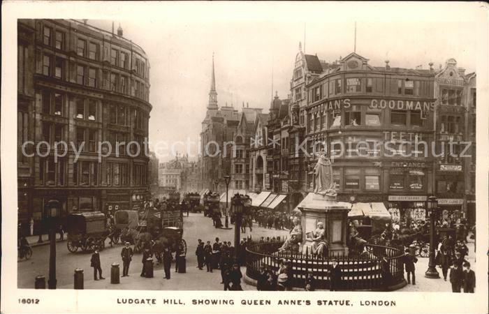 London Ludgate Hill Queen Anne Statue Monument