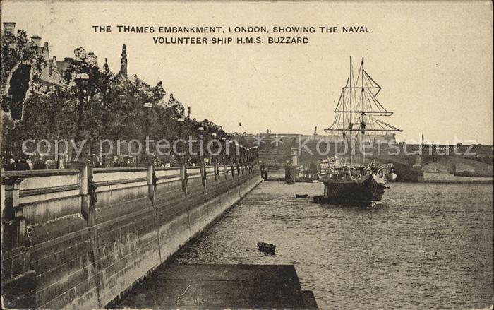 London Thames Embankment Naval Volunteer Ship HMS Buzzard