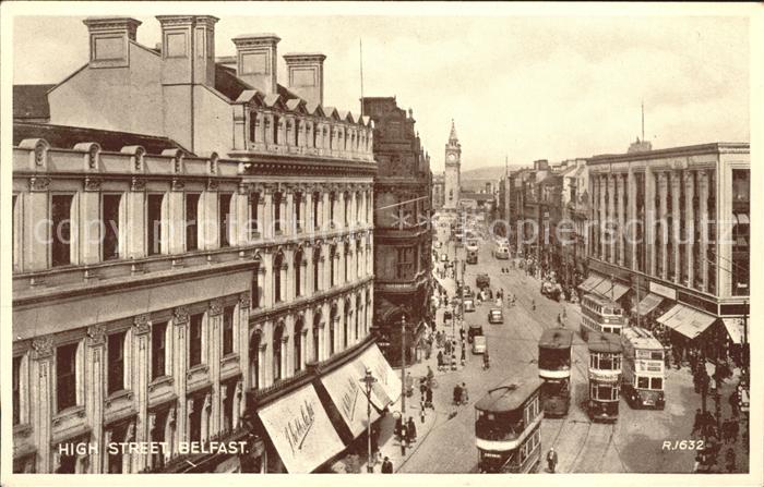 Belfast High Street Doppeldeckerbus Valentine's Post Card
