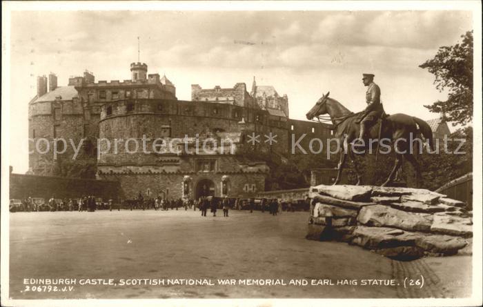 Edinburgh Scotland Castle National War Memorial Earl Haig Statue Valentine's Pos