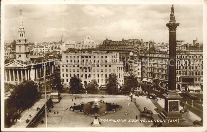 London Trafalgar Square Nelson's Column Valentine's Post Card