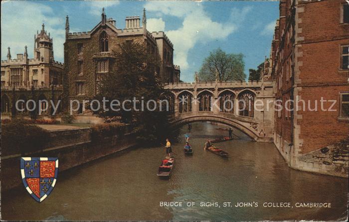 Cambridge Cambridgeshire Bridge of Sighs St Johns College Wappen